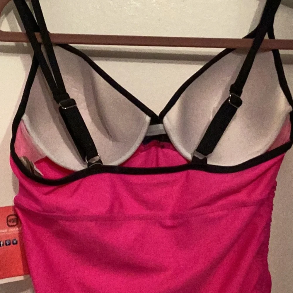 Free Country Women's Pink and Black Double Strap Tankini Top - Picture 8 of 14